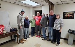 Knights working in our parish food pantry